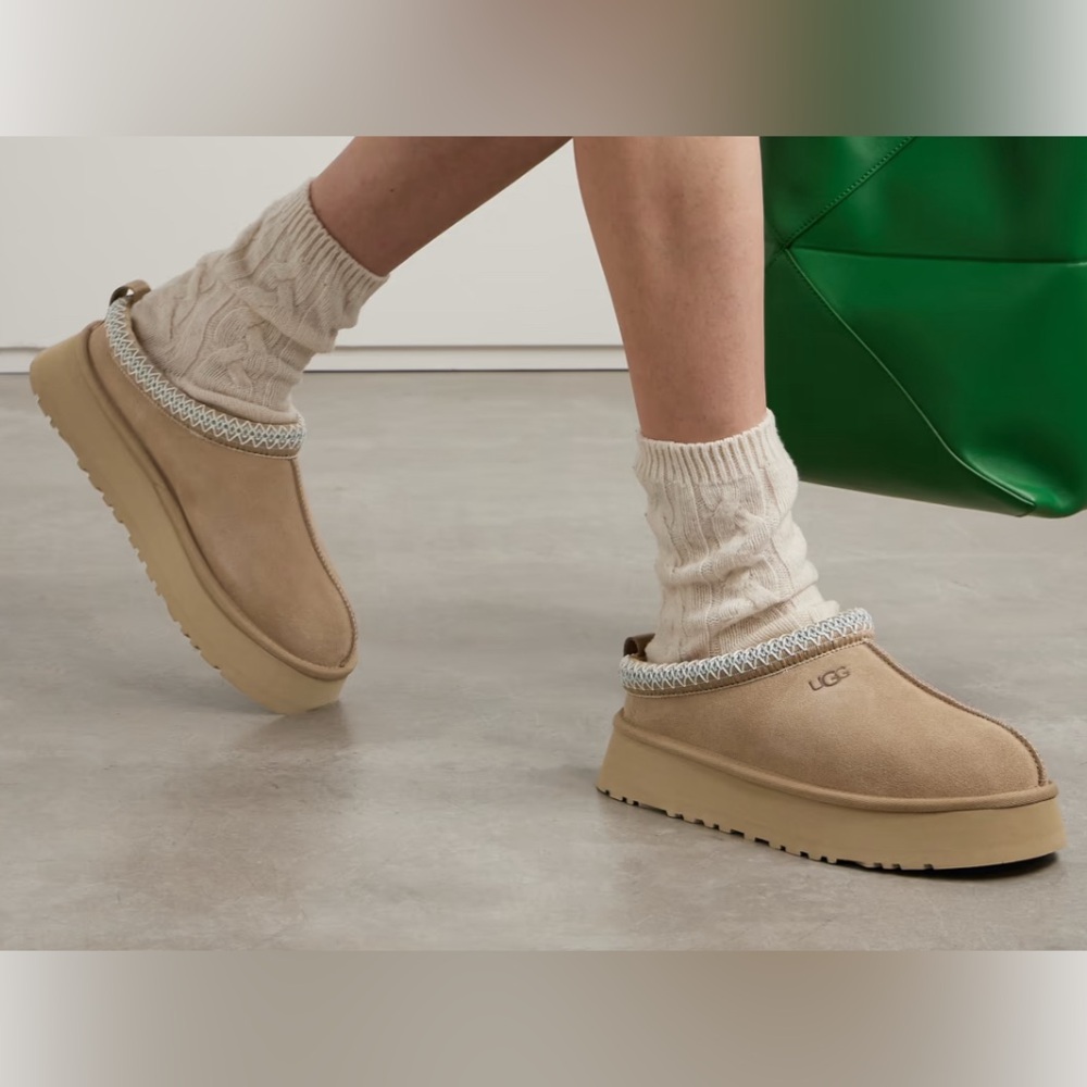 *SOLD* UGG Tazz wool-blend fleece-lined embroidered suede platform NO BOX - Picture 3 of 15